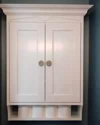 Painted maple and poplar bathroom cabinet.