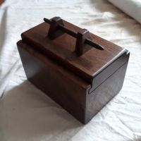Wedding ring box with magnetic catch.